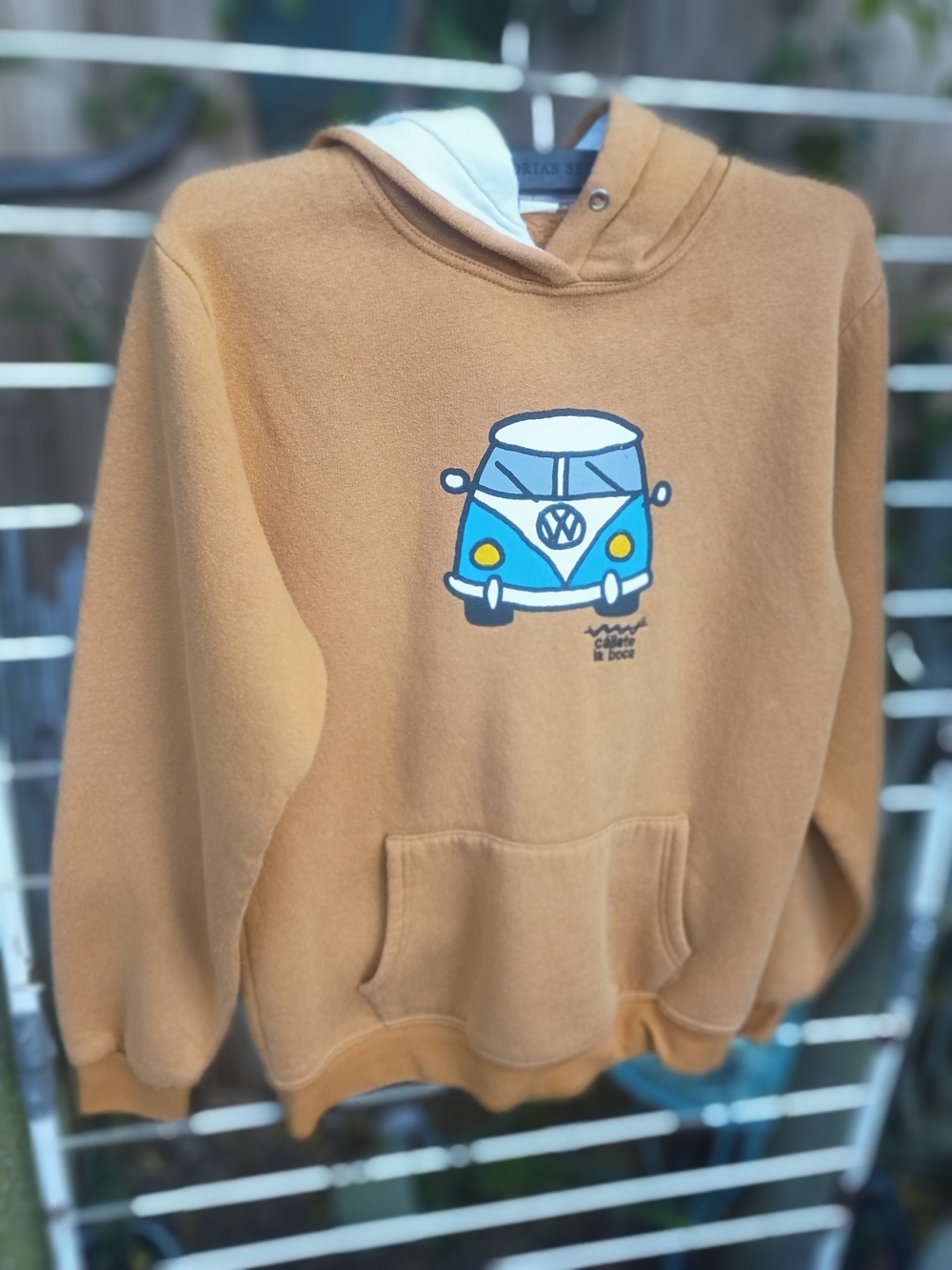 Kids Hooded Sweatshirt in Camel Brown with White Lining